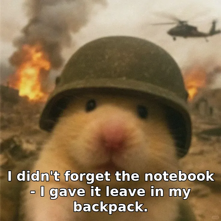 I didn't forget the notebook - I gave it leave in my backpack.