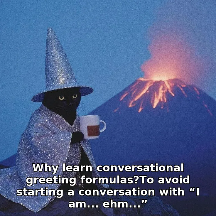 Why learn conversational greeting formulas?To avoid starting a conversation with “I am... ehm...”
