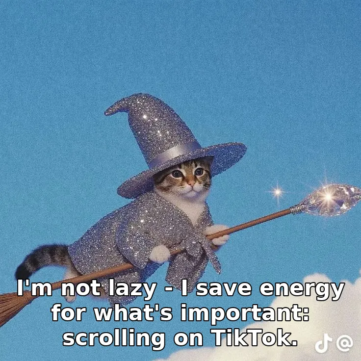 I'm not lazy - I save energy for what's important: scrolling on TikTok.