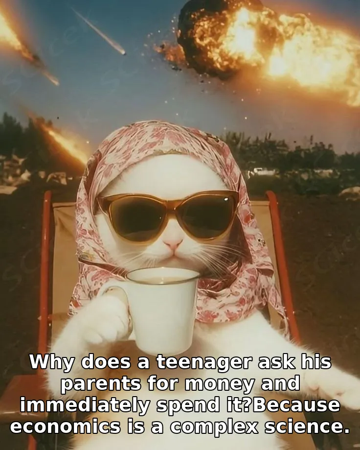 Why does a teenager ask his parents for money and immediately spend it?Because economics is a complex science.