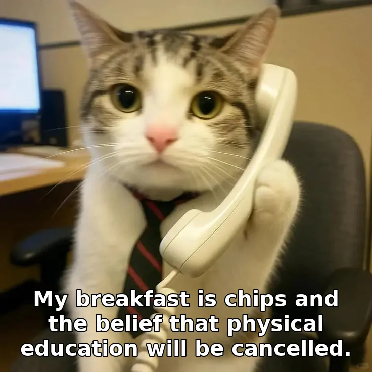 My breakfast is chips and the belief that physical education will be cancelled.