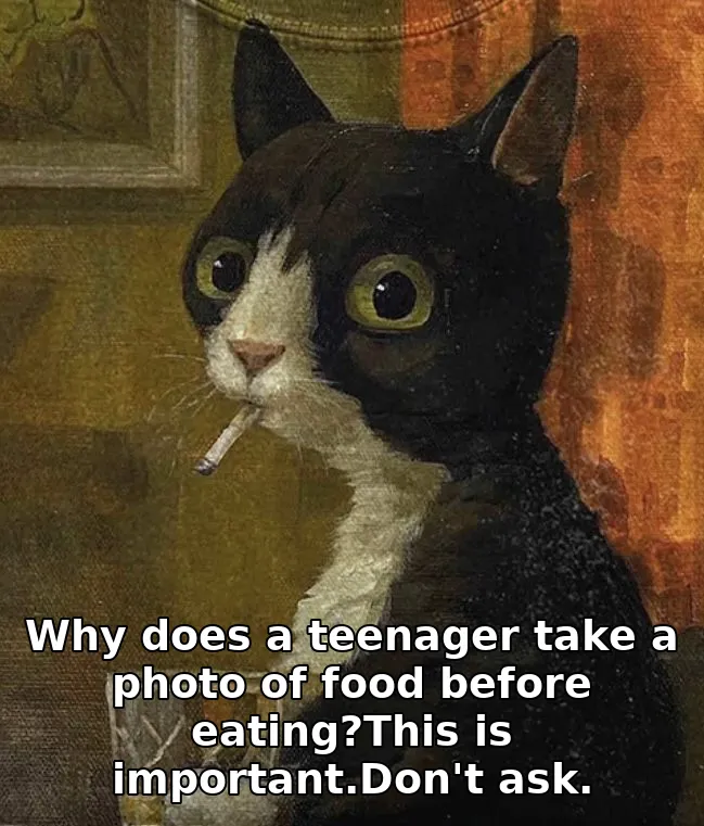 Why does a teenager take a photo of food before eating?This is important.Don't ask.