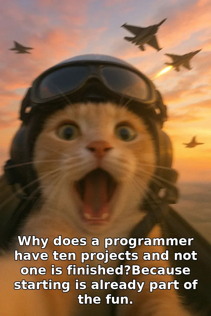 Why does a programmer have ten projects and not one is finished?Because starting is already part of the fun.