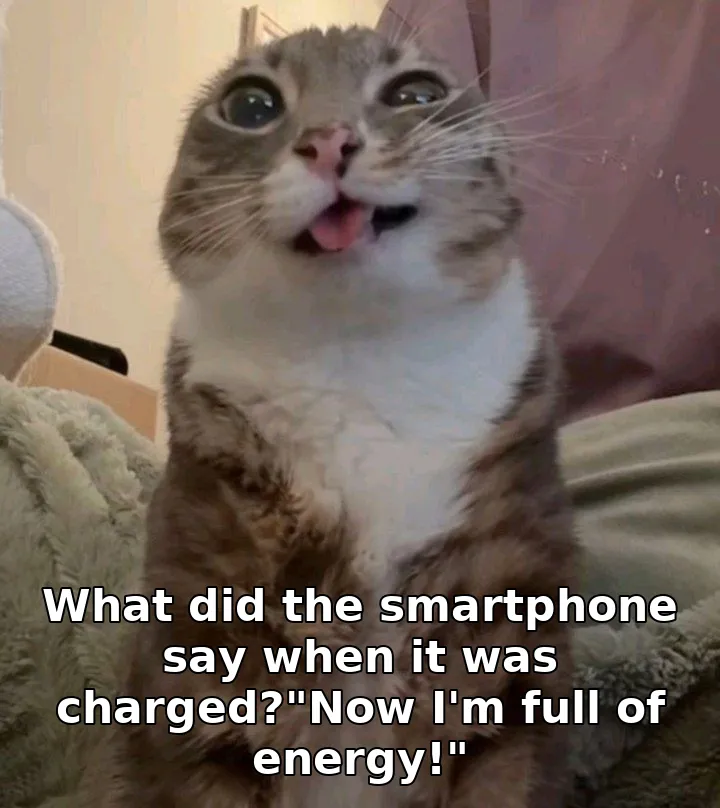 What did the smartphone say when it was charged?"Now I'm full of energy!"