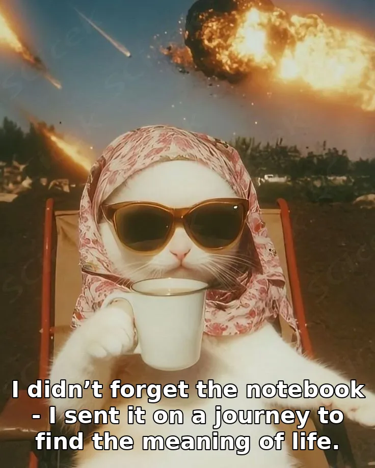 I didn’t forget the notebook - I sent it on a journey to find the meaning of life.