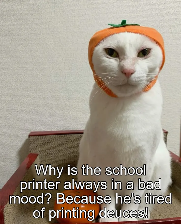 Why is the school printer always in a bad mood? Because he's tired of printing deuces!