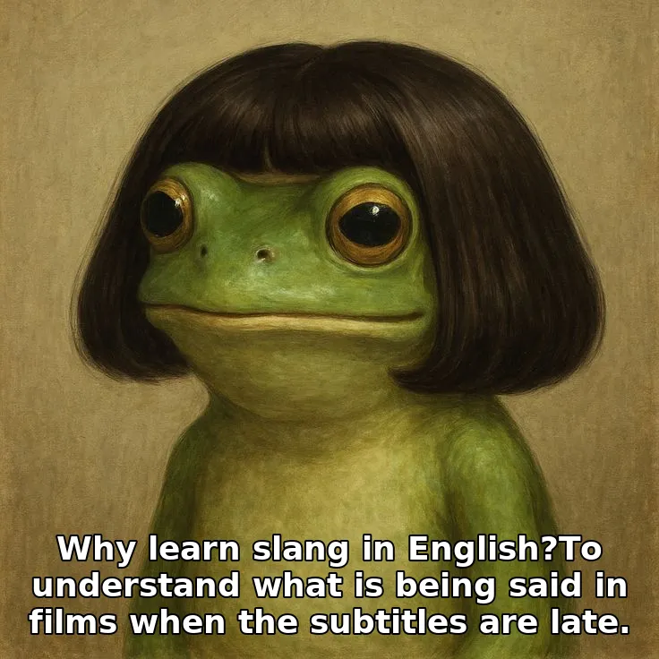 Why learn slang in English?To understand what is being said in films when the subtitles are late.