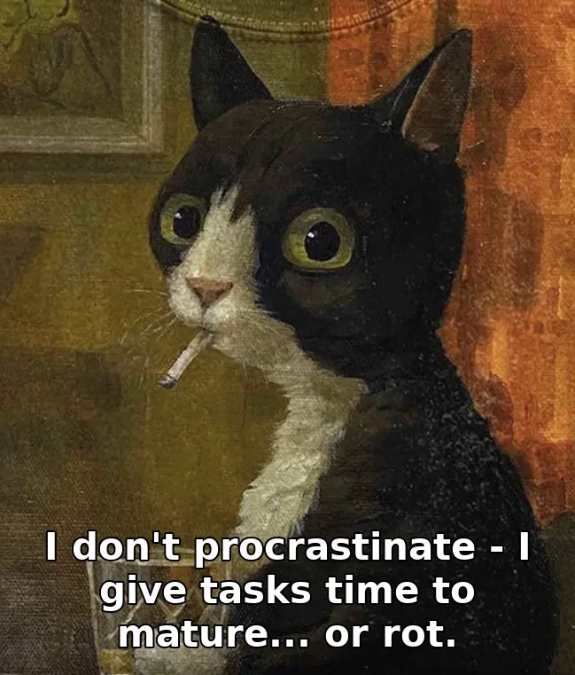 I don't procrastinate - I give tasks time to mature... or rot.