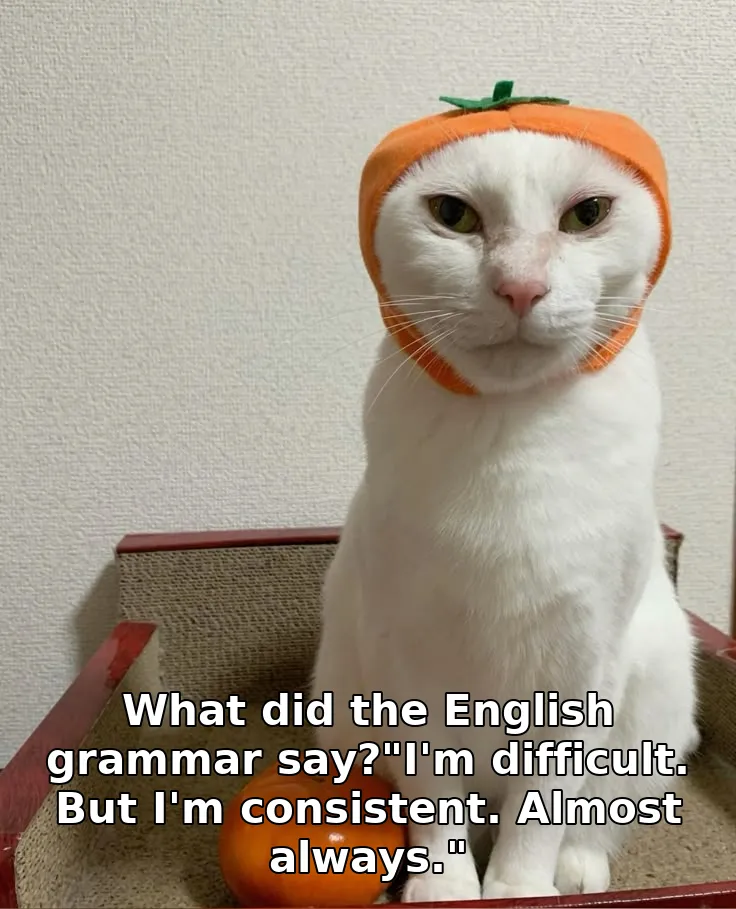 What did the English grammar say?"I'm difficult. But I'm consistent. Almost always."