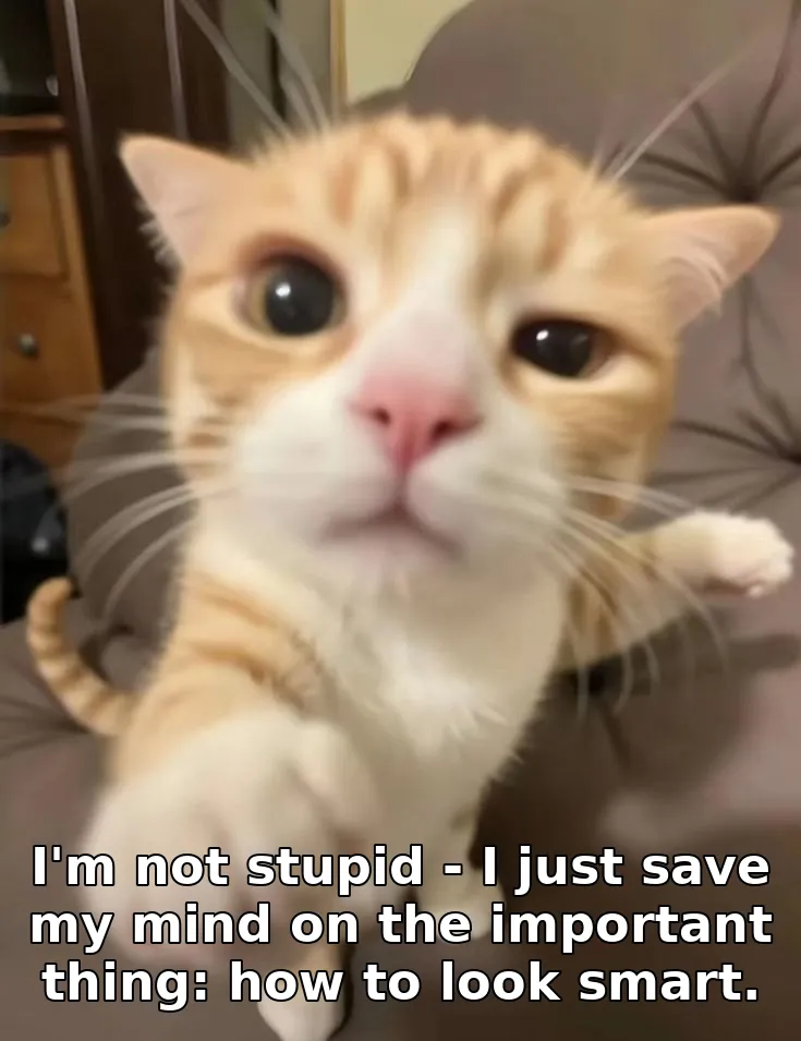 I'm not stupid - I just save my mind on the important thing: how to look smart.