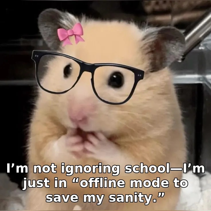 I’m not ignoring school—I’m just in “offline mode to save my sanity.”