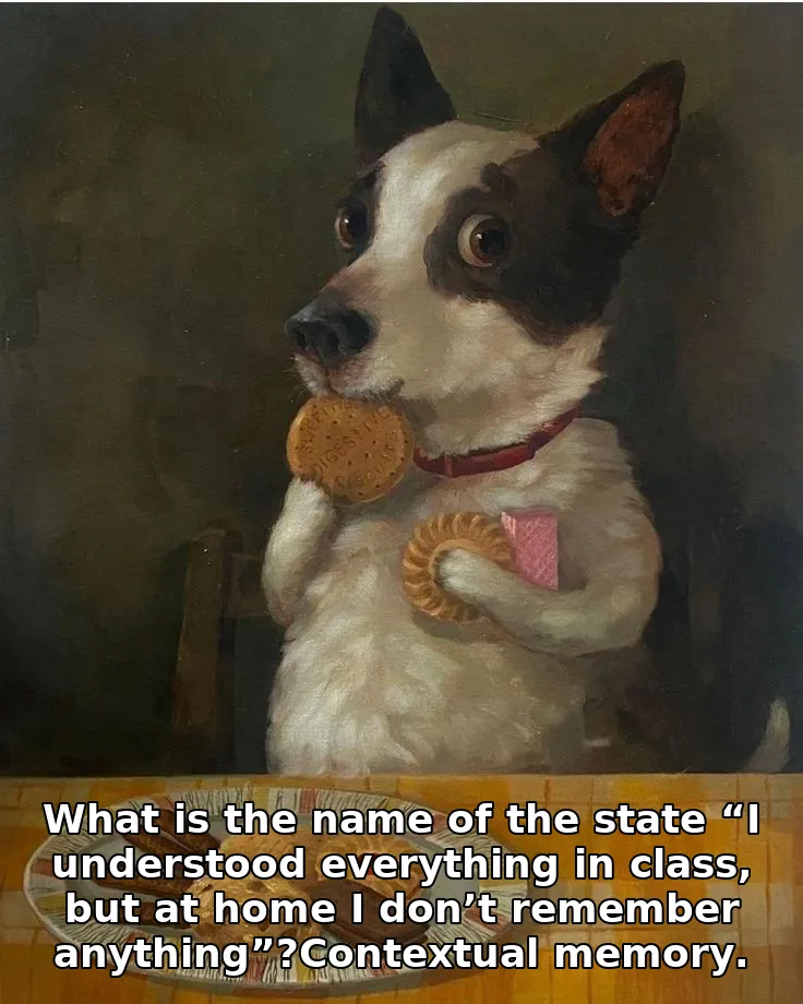 What is the name of the state “I understood everything in class, but at home I don’t remember anything”?Contextual memory.