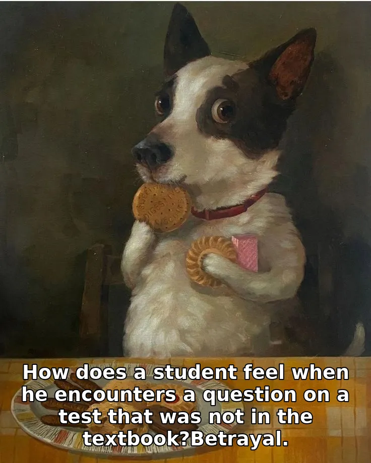 How does a student feel when he encounters a question on a test that was not in the textbook?Betrayal.