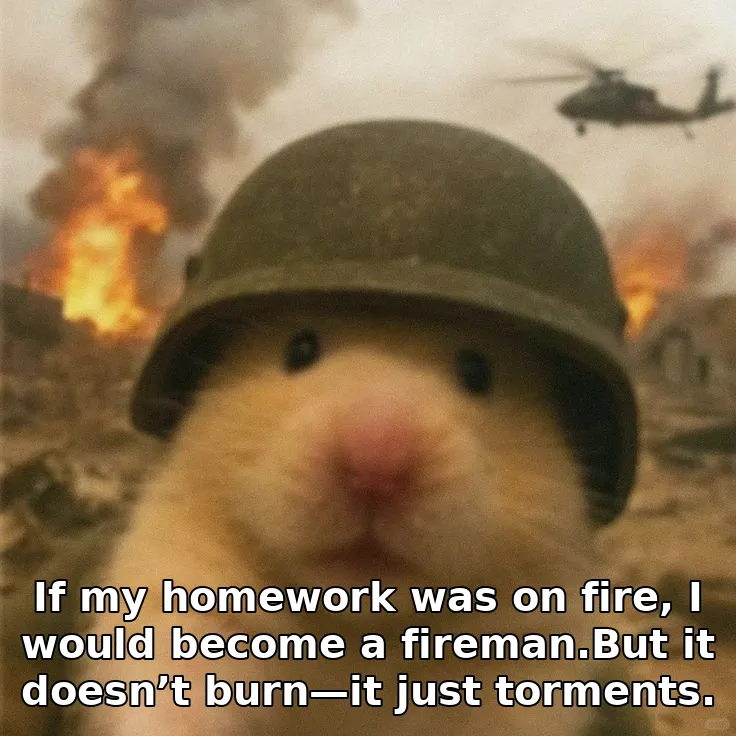 If my homework was on fire, I would become a fireman.But it doesn’t burn—it just torments.