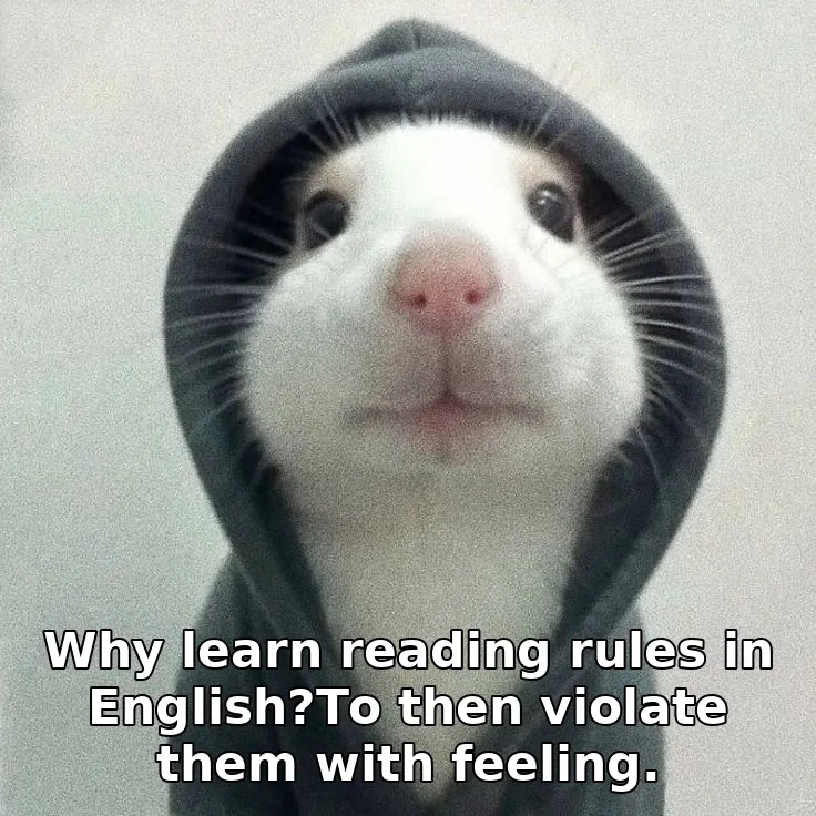 Why learn reading rules in English?To then violate them with feeling.
