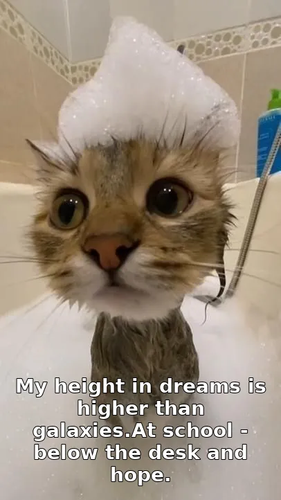 My height in dreams is higher than galaxies.At school - below the desk and hope.