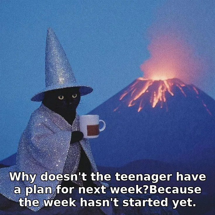 Why doesn't the teenager have a plan for next week?Because the week hasn't started yet.