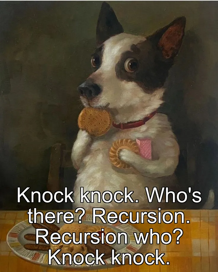 Knock knock.
Who's there?
Recursion.
Recursion who?
Knock knock.