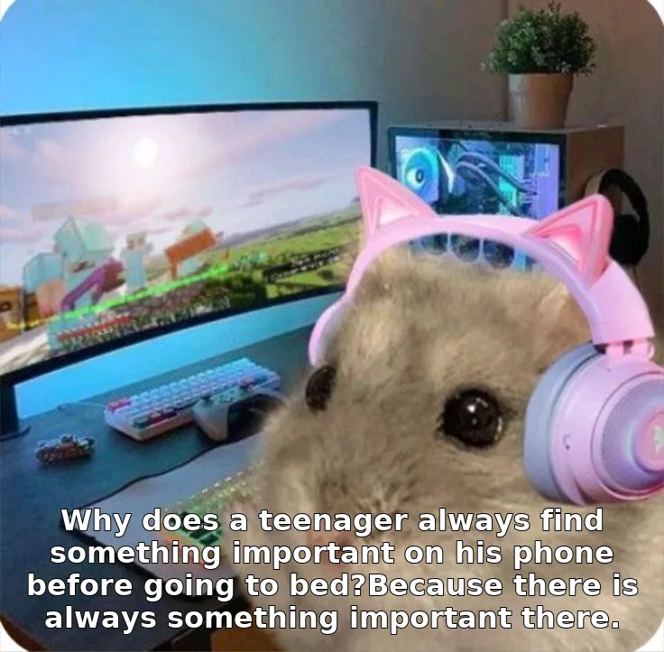 Why does a teenager always find something important on his phone before going to bed?Because there is always something important there.