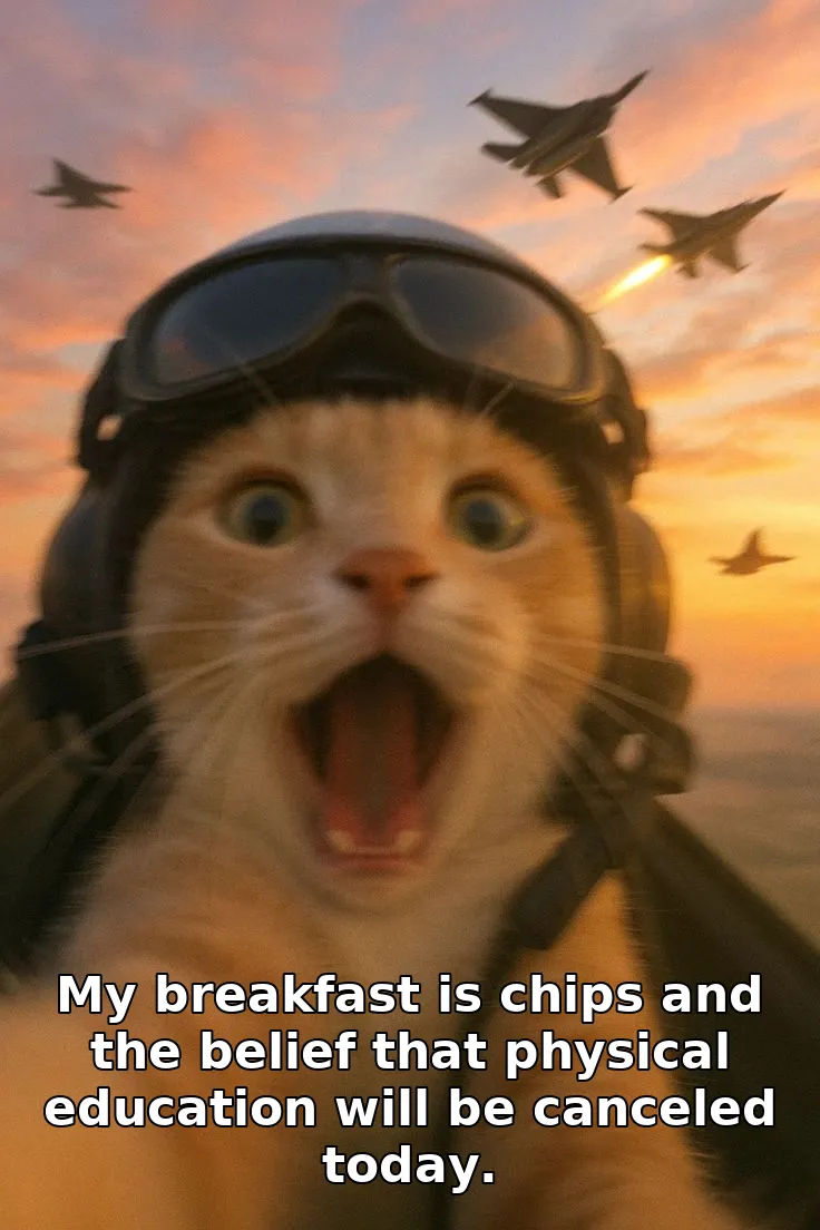 My breakfast is chips and the belief that physical education will be canceled today.