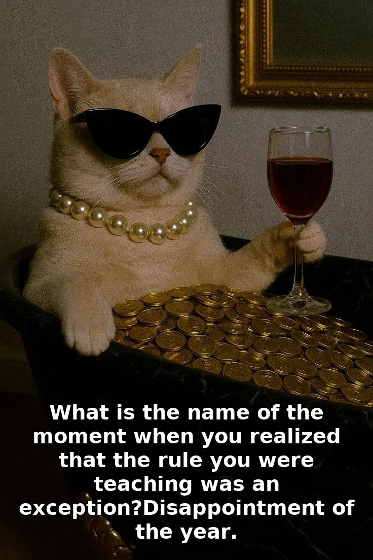What is the name of the moment when you realized that the rule you were teaching was an exception?Disappointment of the year.