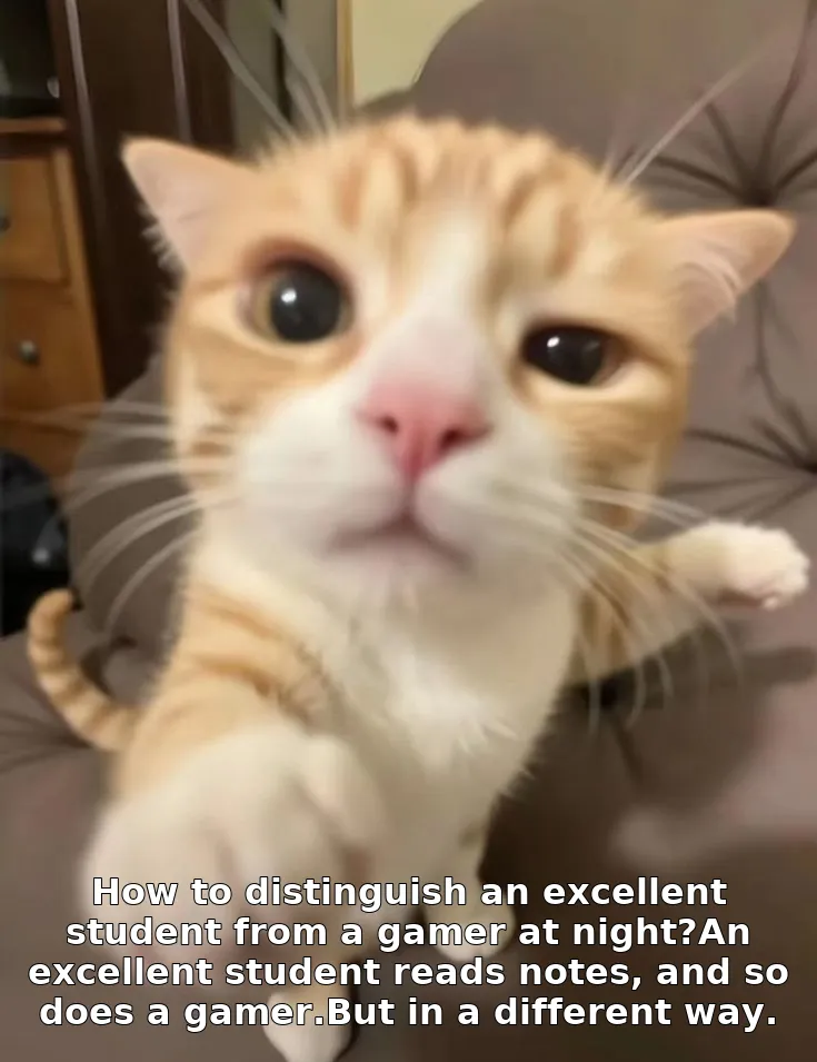 How to distinguish an excellent student from a gamer at night?An excellent student reads notes, and so does a gamer.But in a different way.