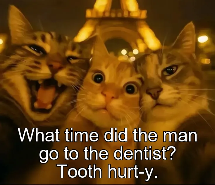 What time did the man go to the dentist? Tooth hurt-y.