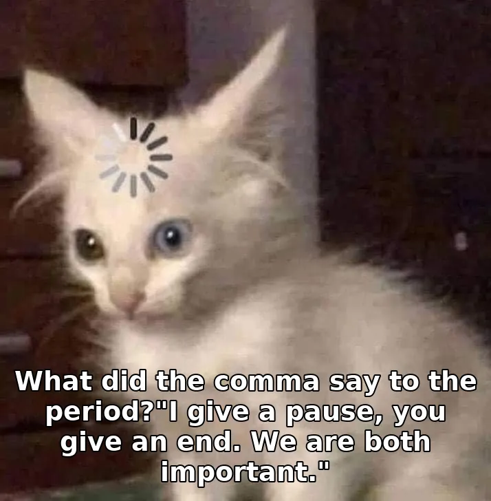 What did the comma say to the period?"I give a pause, you give an end. We are both important."
