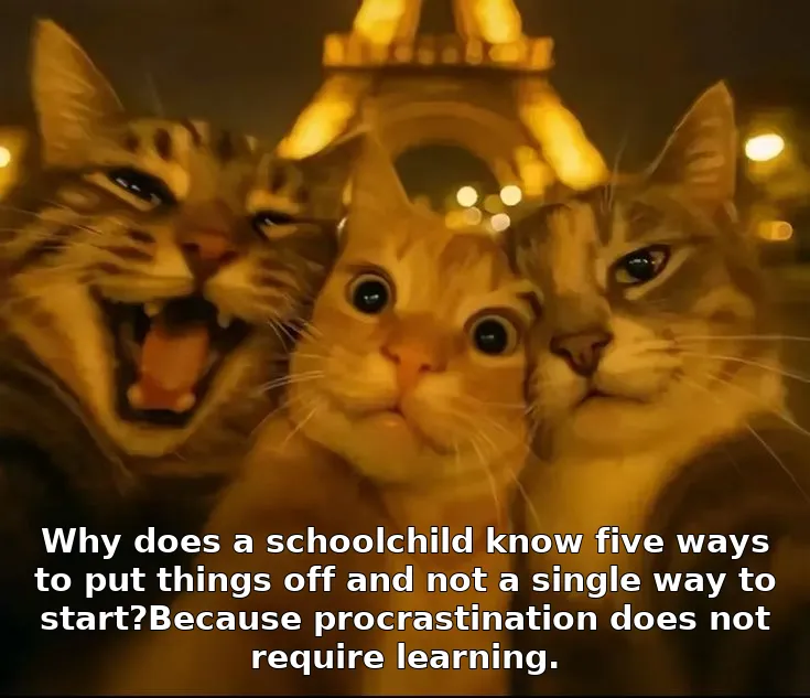 Why does a schoolchild know five ways to put things off and not a single way to start?Because procrastination does not require learning.
