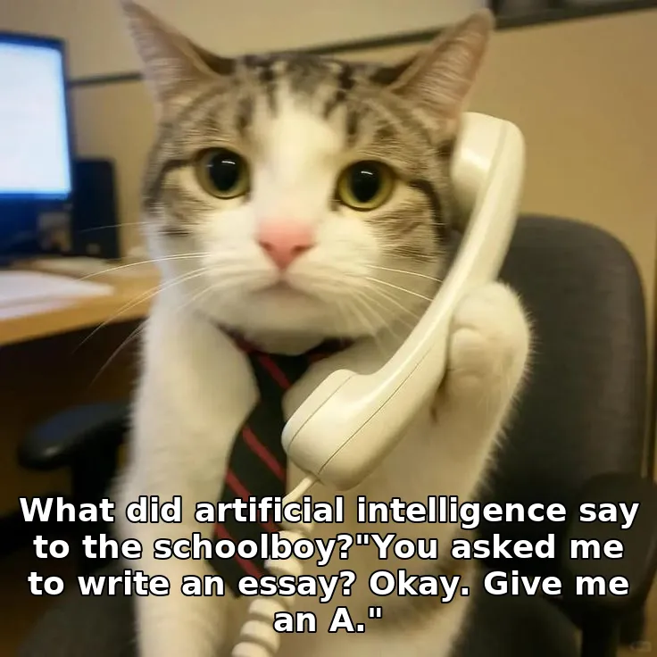 What did artificial intelligence say to the schoolboy?"You asked me to write an essay? Okay. Give me an A."