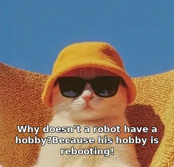 Why doesn't a robot have a hobby?Because his hobby is rebooting!