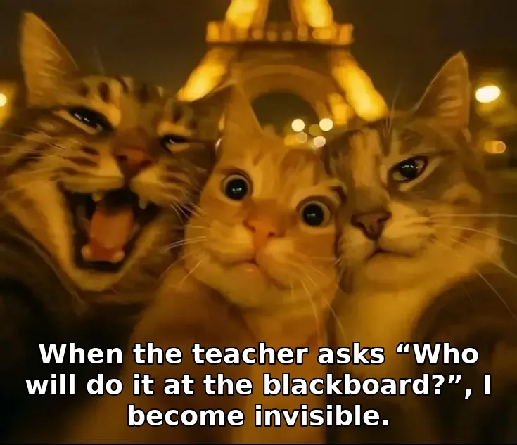 When the teacher asks “Who will do it at the blackboard?”, I become invisible.