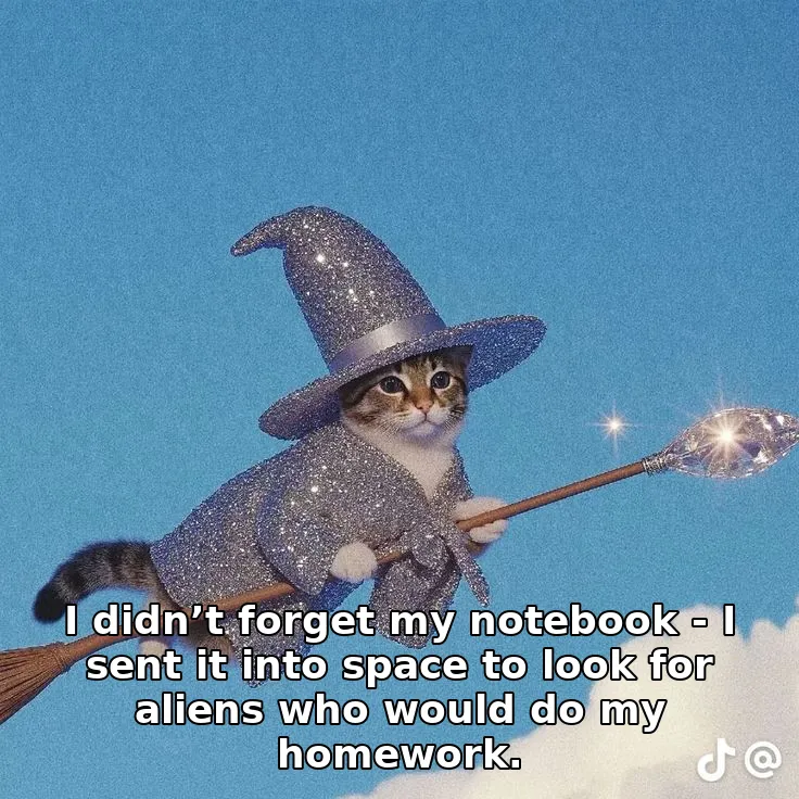 I didn’t forget my notebook - I sent it into space to look for aliens who would do my homework.