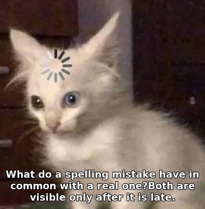 What do a spelling mistake have in common with a real one?Both are visible only after it is late.