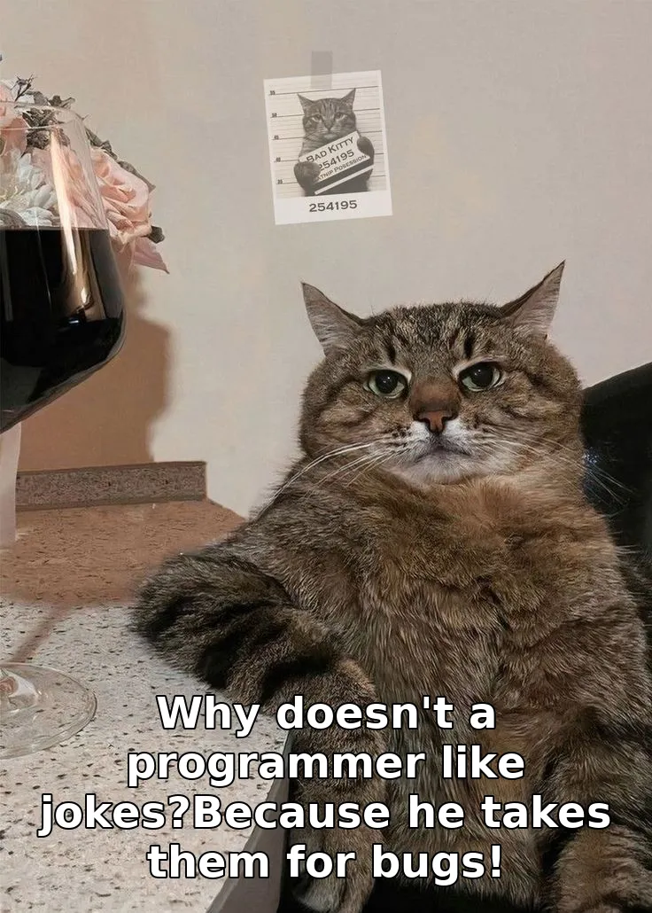 Why doesn't a programmer like jokes?Because he takes them for bugs!