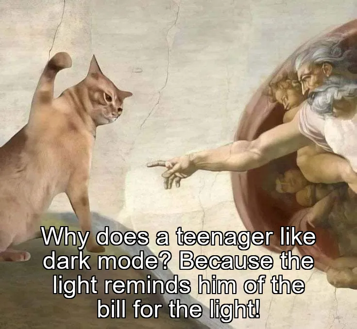 Why does a teenager like dark mode? Because the light reminds him of the bill for the light!