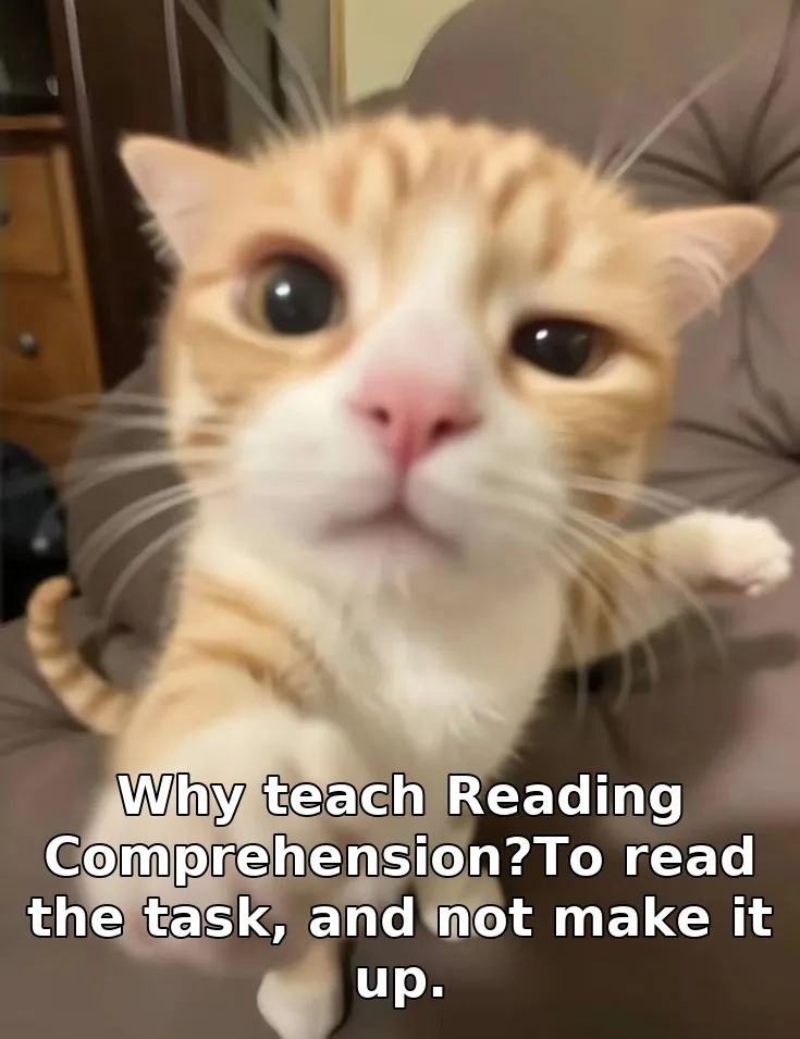 Why teach Reading Comprehension?To read the task, and not make it up.