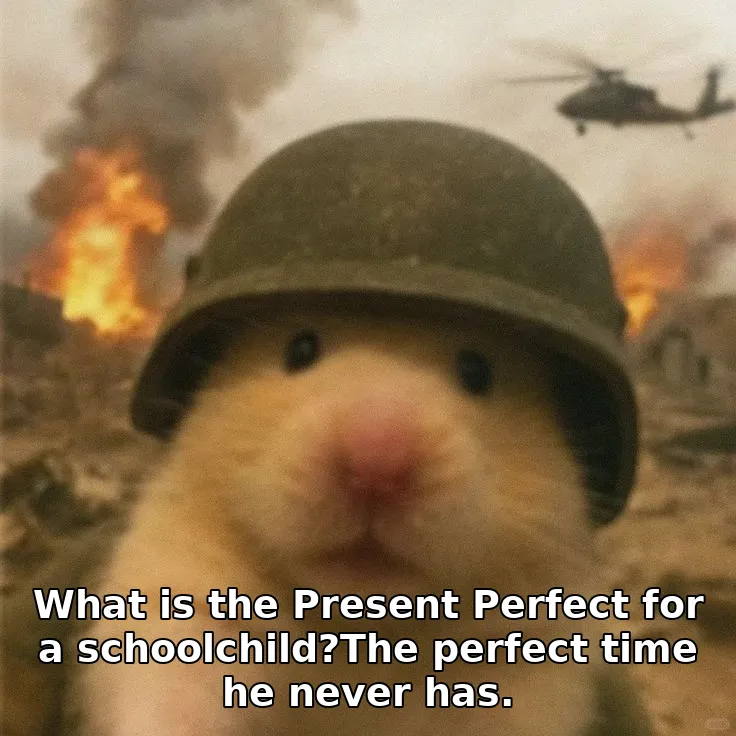 What is the Present Perfect for a schoolchild?The perfect time he never has.
