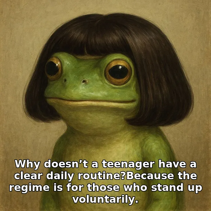 Why doesn’t a teenager have a clear daily routine?Because the regime is for those who stand up voluntarily.