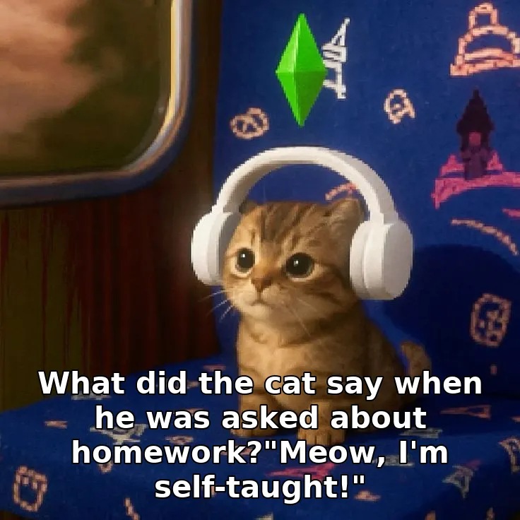 What did the cat say when he was asked about homework?"Meow, I'm self-taught!"