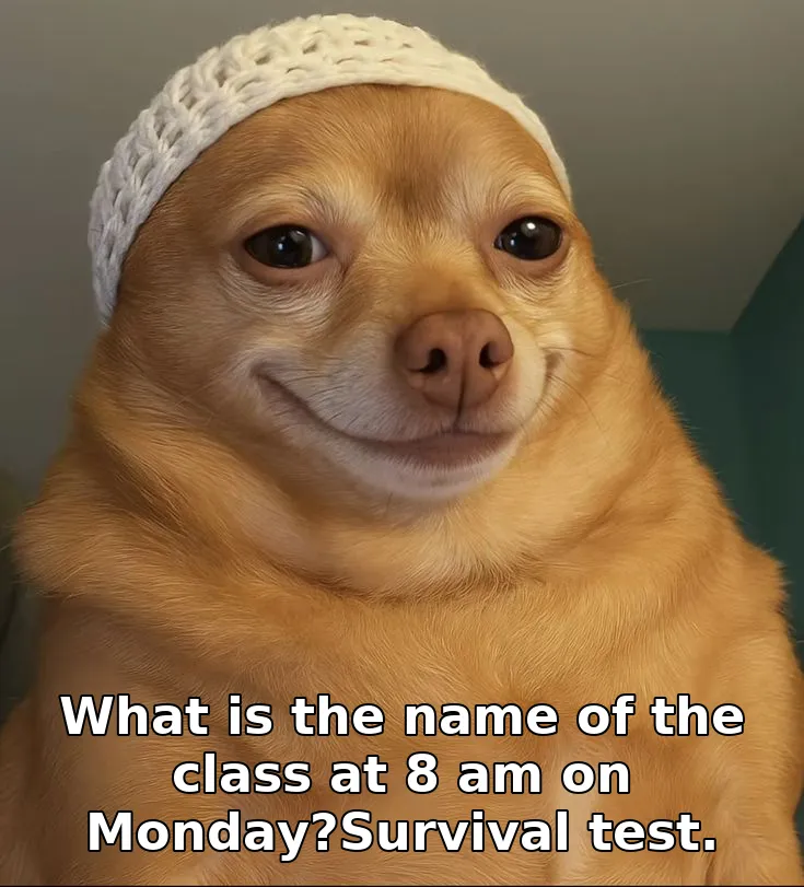 What is the name of the class at 8 am on Monday?Survival test.