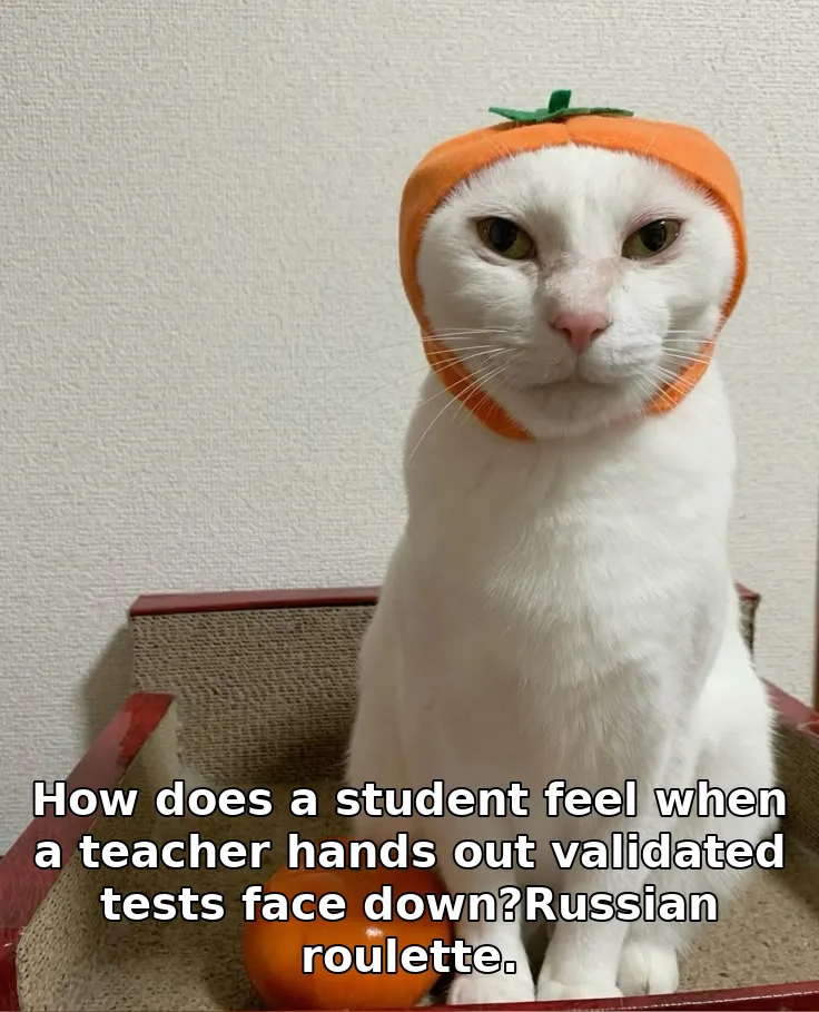 How does a student feel when a teacher hands out validated tests face down?Russian roulette.