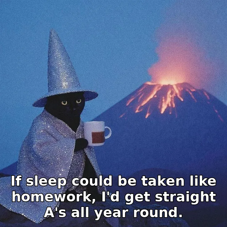 If sleep could be taken like homework, I'd get straight A's all year round.