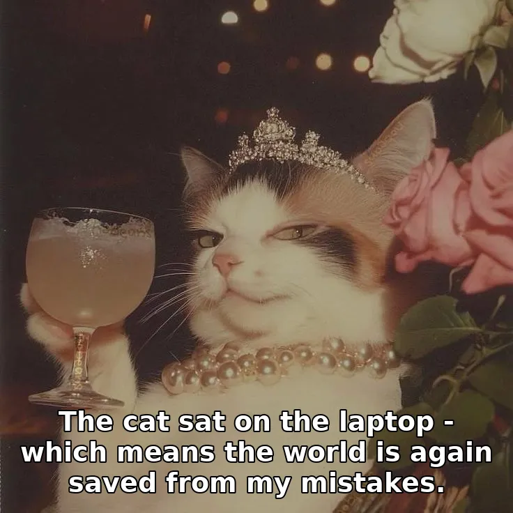 The cat sat on the laptop - which means the world is again saved from my mistakes.
