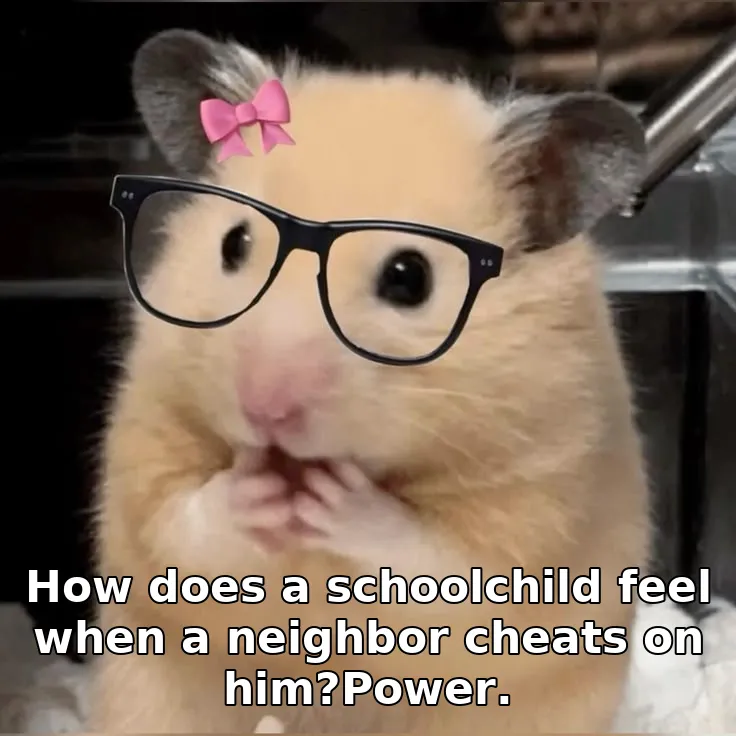 How does a schoolchild feel when a neighbor cheats on him?Power.