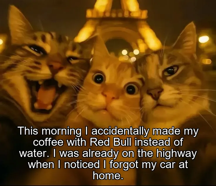 This morning I accidentally made my coffee with Red Bull instead of water. I was already on the highway when I noticed I forgot my car at home.