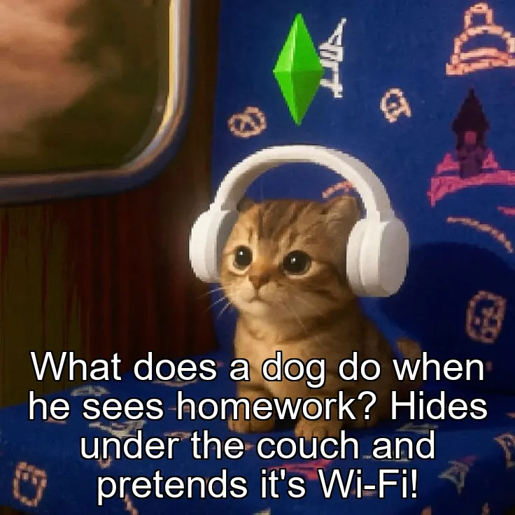 What does a dog do when he sees homework? Hides under the couch and pretends it's Wi-Fi!